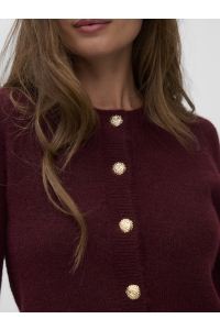 Vero Moda VMHAZEL LS O-NECK CARDIGAN BF windsor wine/w. melange and gold