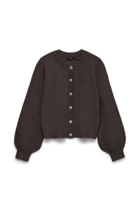 Vero Moda VMHAZEL LS O-NECK CARDIGAN BF chocolate torte/w. melange and g