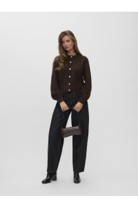 Vero Moda VMHAZEL LS O-NECK CARDIGAN BF chocolate torte/w. melange and g