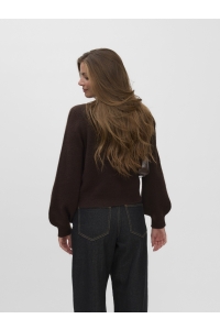 Vero Moda VMHAZEL LS O-NECK CARDIGAN BF chocolate torte/w. melange and g