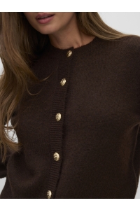 Vero Moda VMHAZEL LS O-NECK CARDIGAN BF chocolate torte/w. melange and g