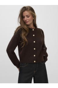 Vero Moda VMHAZEL LS O-NECK CARDIGAN BF chocolate torte/w. melange and g