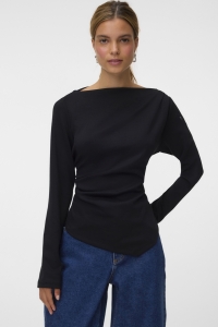 Vero Moda VMMILLE LS BOATNECK SHORT TOP JRS N: black