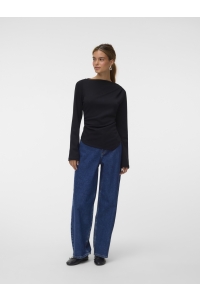 Vero Moda VMMILLE LS BOATNECK SHORT TOP JRS N: black
