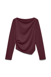 Vero Moda VMMILLE LS BOATNECK SHORT TOP JRS N: windsor wine