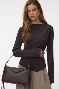 Vero Moda VMMILLE LS BOATNECK SHORT TOP JRS N: chocolate torte