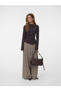 Vero Moda VMMILLE LS BOATNECK SHORT TOP JRS N: chocolate torte