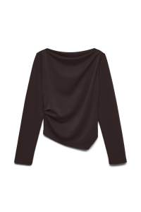 Vero Moda VMMILLE LS BOATNECK SHORT TOP JRS N: chocolate torte