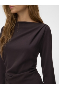Vero Moda VMMILLE LS BOATNECK SHORT TOP JRS N: chocolate torte