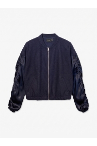 Vero Moda VMALICE GATHERING BOUCLE SATIN BOMB: navy blazer