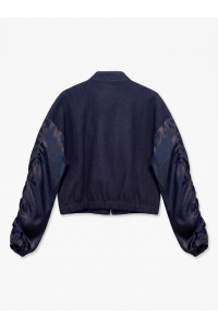 Vero Moda VMALICE GATHERING BOUCLE SATIN BOMB: navy blazer