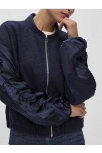 Vero Moda VMALICE GATHERING BOUCLE SATIN BOMB: navy blazer