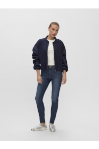 Vero Moda VMALICE GATHERING BOUCLE SATIN BOMB: navy blazer
