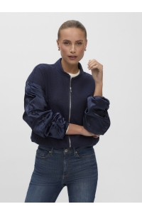 Vero Moda VMALICE GATHERING BOUCLE SATIN BOMB: navy blazer