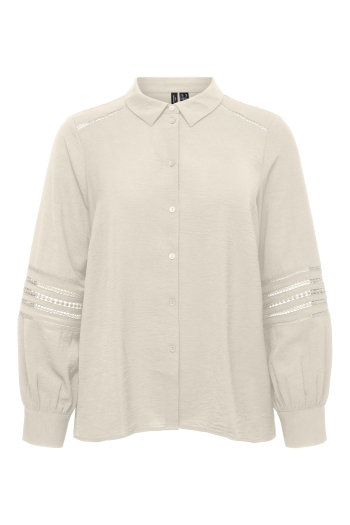 Vero Moda maatje meer blouses birch VMCMUSLA L/S SHIRT WVN BTQ CUR