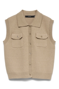 Vero Moda VMBRISA SL POLO VEST silver mink/melange