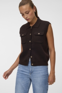 Vero Moda VMBRISA SL POLO VEST chocolate torte/melange