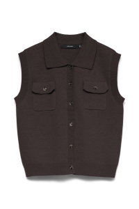 Vero Moda VMBRISA SL POLO VEST chocolate torte/melange