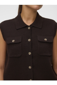 Vero Moda VMBRISA SL POLO VEST chocolate torte/melange