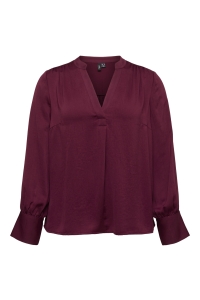 Vero Moda VMCMASANA L/S V-NECK TOP WVN BTQ CU: windsor wine