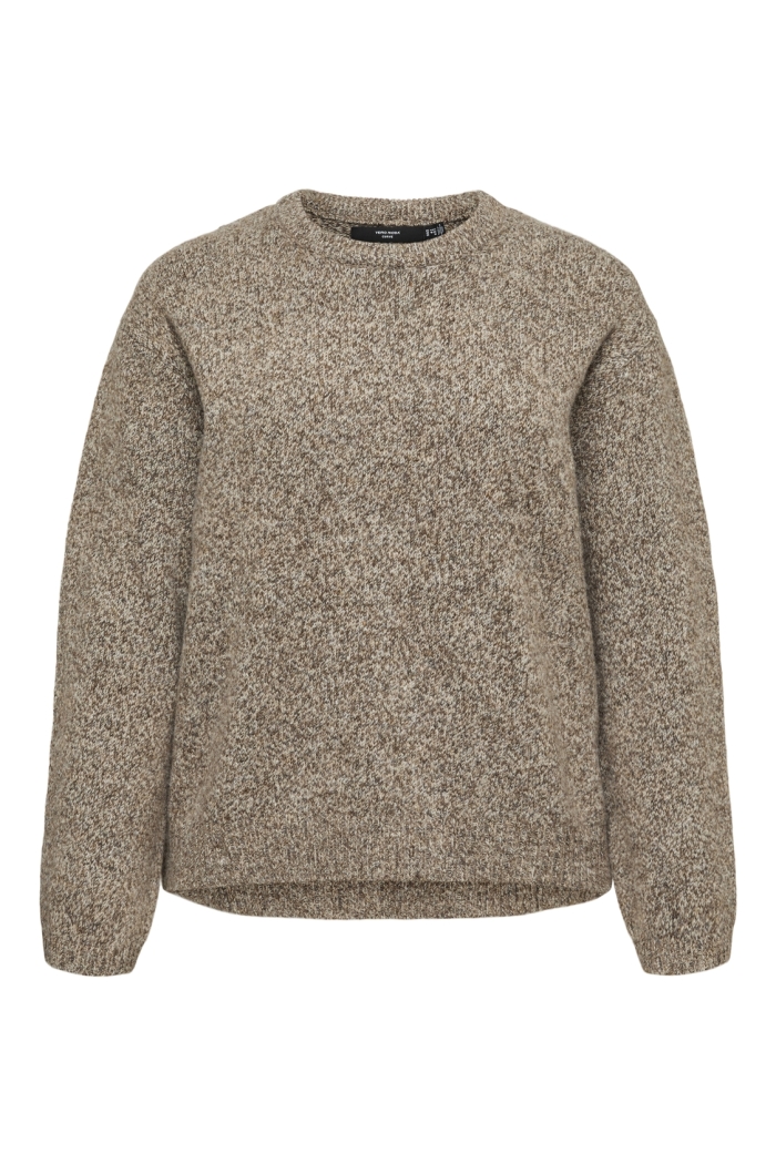 Vero Moda VMCSABRA LS O-NECK PULLOVER CUR cocoa brown/w. birch
