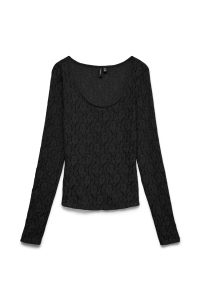 Vero Moda VMFLORA LS 2-WAY LACE TOP JRS NOOS black