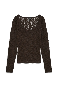 Vero Moda VMFLORA LS 2-WAY LACE TOP JRS NOOS chocolate torte