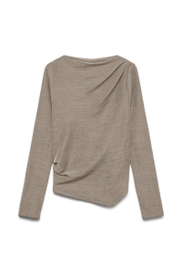 Vero Moda VMMILLE LS BOATNECK LX SHORT TOP silver mink/gold lurex
