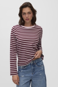 Vero Moda VMBOPHA LS O-NECK CONTRAST TOP JRS windsor wine/snow white - parfei