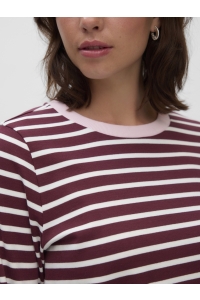 Vero Moda VMBOPHA LS O-NECK CONTRAST TOP JRS windsor wine/snow white - parfei
