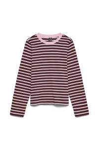 Vero Moda VMBOPHA LS O-NECK CONTRAST TOP JRS windsor wine/snow white - parfei