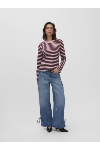 Vero Moda VMBOPHA LS O-NECK CONTRAST TOP JRS windsor wine/snow white - parfei