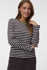Vero Moda VMBOPHA LS O-NECK CONTRAST TOP JRS chocolate torte/snow white + spa