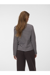 Vero Moda VMBOPHA LS O-NECK CONTRAST TOP JRS chocolate torte/snow white + spa