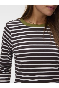 Vero Moda VMBOPHA LS O-NECK CONTRAST TOP JRS chocolate torte/snow white + spa