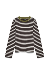 Vero Moda VMBOPHA LS O-NECK CONTRAST TOP JRS chocolate torte/snow white + spa