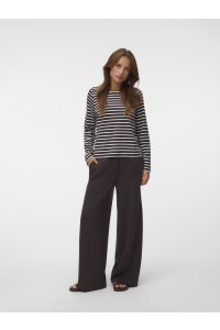 Vero Moda VMBOPHA LS O-NECK CONTRAST TOP JRS chocolate torte/snow white + spa