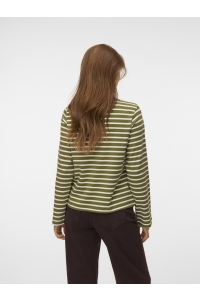 Vero Moda VMBOPHA LS O-NECK CONTRAST TOP JRS sphagnum/snow white - chocolate