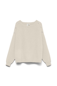 Vero Moda VMNEWJOYA LS BOATNECK BUTTON PULL B: birch