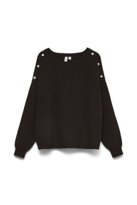 Vero Moda VMNEWJOYA LS BOATNECK BUTTON PULL B: chocolate torte/w. melange