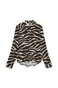Vero Moda VMCMADDIE L/S SHIRT WVN BTQ CUR chocolate torte/maddie zebra