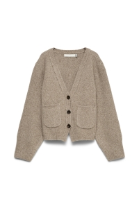 Vero Moda VMPORTOFINO LS V-NECK CARDIGAN PRM fossil/melange