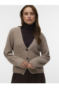 Vero Moda VMPORTOFINO LS V-NECK CARDIGAN PRM fossil/melange
