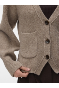 Vero Moda VMPORTOFINO LS V-NECK CARDIGAN PRM fossil/melange