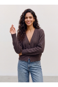Vero Moda VMPORTOFINO LS V-NECK CARDIGAN PRM chocolate torte/melange