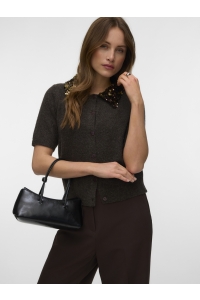 Vero Moda VMJONAH 2/4 O-NECK SEQUINCE COLLAR : chocolate torte/w. chocolate tor