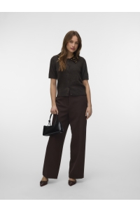 Vero Moda VMJONAH 2/4 O-NECK SEQUINCE COLLAR : chocolate torte/w. chocolate tor