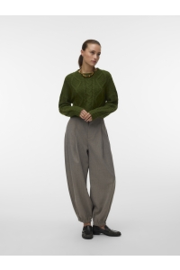 Vero Moda VMBESTIE MW BALLON CHECK PANT silver mink/brown check bestie c