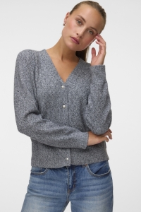 Vero Moda VMDOFFY SHINE LS V-NECK CARDIGAN NO: asphalt/w. silver lurex and pear