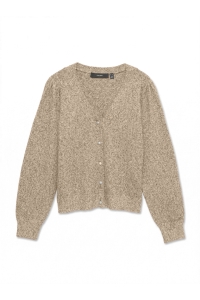 Vero Moda VMDOFFY SHINE LS V-NECK CARDIGAN NO: silver mink/w. gold lurex and pe